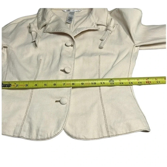 DVF Jean jacket,blazer,fitted,cropped,tie ribbon,cream color,cotton,stylish EC - Picture 5 of 13
